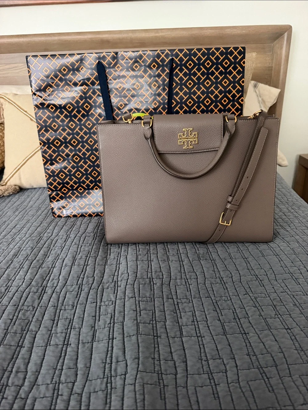 Tory Burch Britten Tote with Gold Hardware